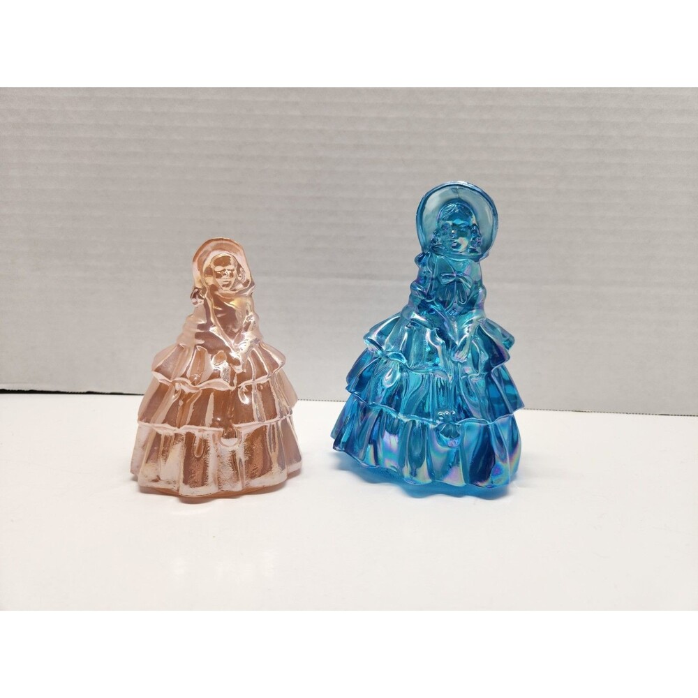 Carnival Glass Colonial Ladies Blue And Pink Wheaton & Boyd